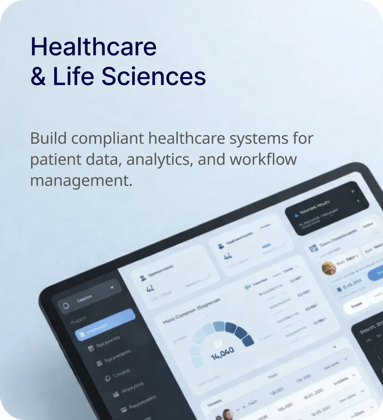 Healthcare and life sciences dashboard UI example