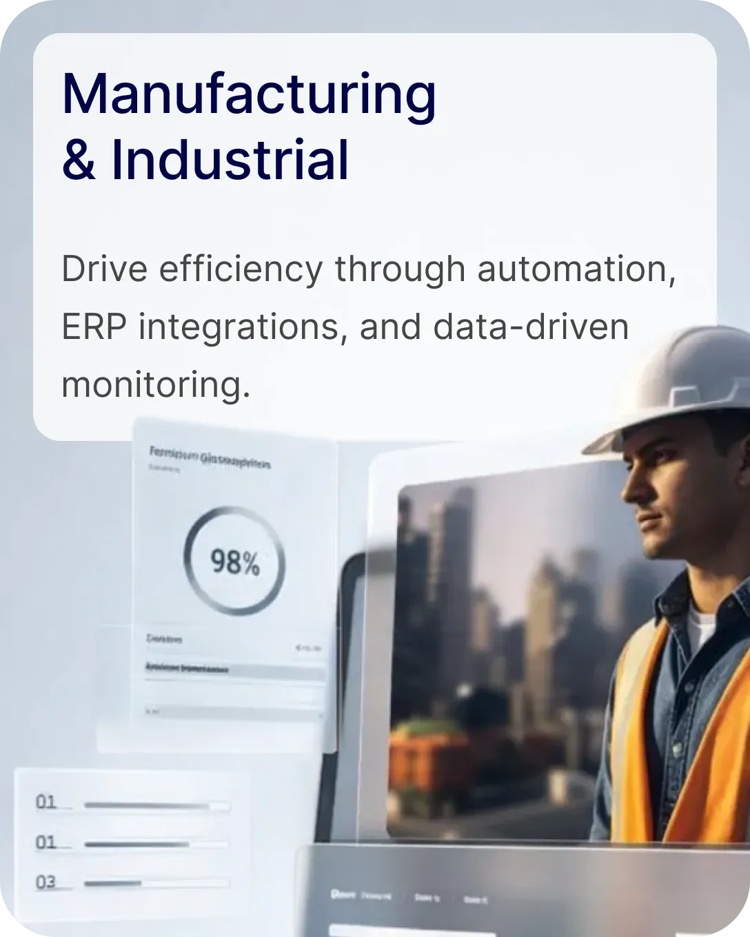 Manufacturing and industrial operations UI example